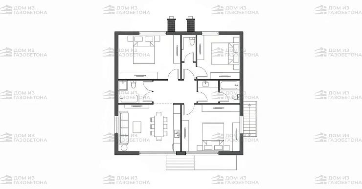 Проект Двухэтажный дом 15 на 12, 80 м2
